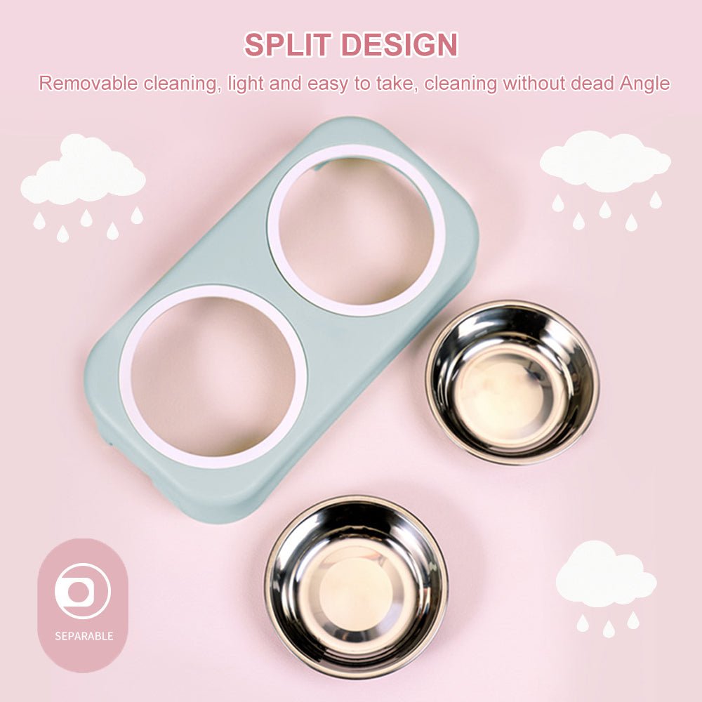 Cat Stainless Steel Bowls Pet Feeding Double Bowl Anti-skid Water Bowl Food Dish Dog Cats Feeder Round Bowl Pets Supplies-4