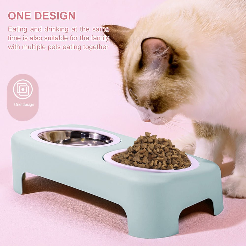Cat Stainless Steel Bowls Pet Feeding Double Bowl Anti-skid Water Bowl Food Dish Dog Cats Feeder Round Bowl Pets Supplies-2