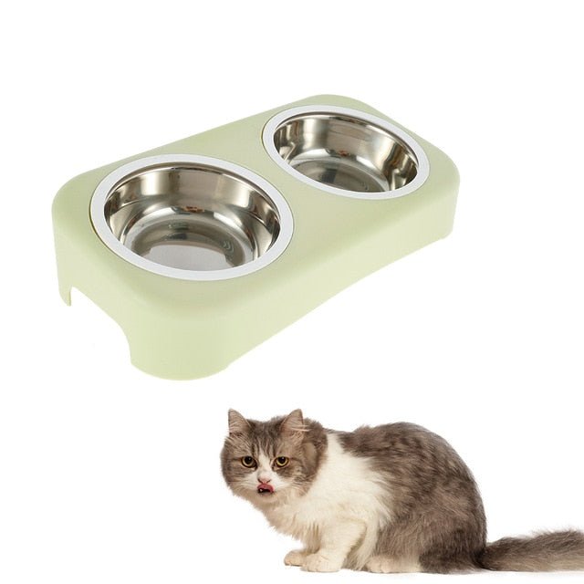 Cat Stainless Steel Bowls Pet Feeding Double Bowl Anti-skid Water Bowl Food Dish Dog Cats Feeder Round Bowl Pets Supplies-6