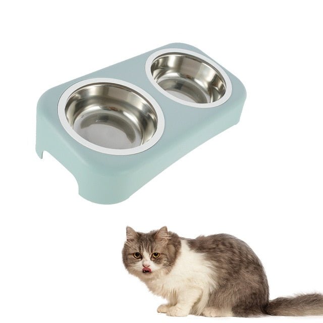 Cat Stainless Steel Bowls Pet Feeding Double Bowl Anti-skid Water Bowl Food Dish Dog Cats Feeder Round Bowl Pets Supplies-5