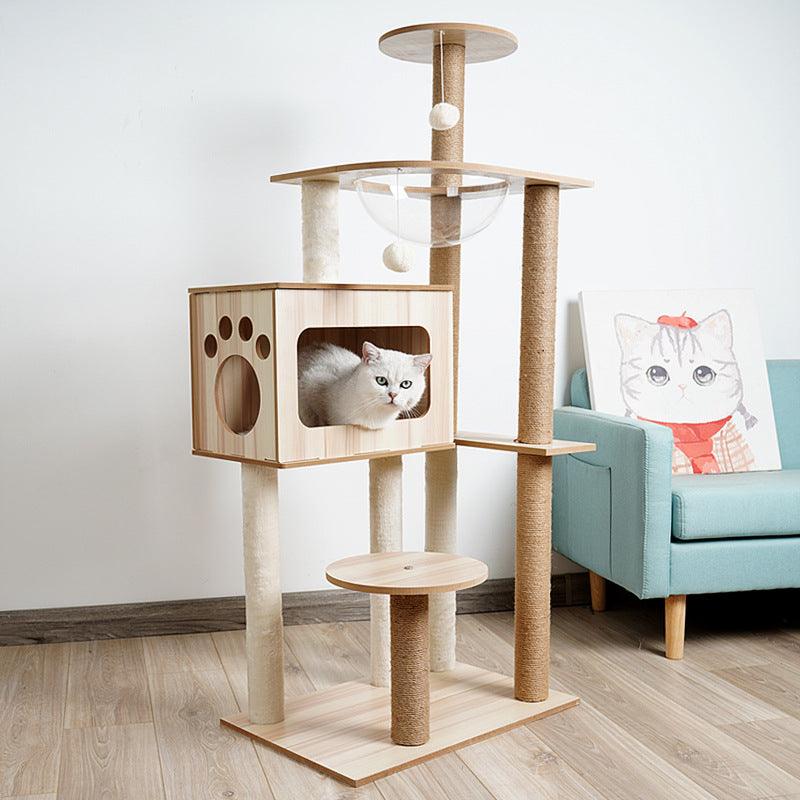 Space Capsule Cat Crawl Nest With Scratching Board - Wooden Pet Toy And Supplies-0